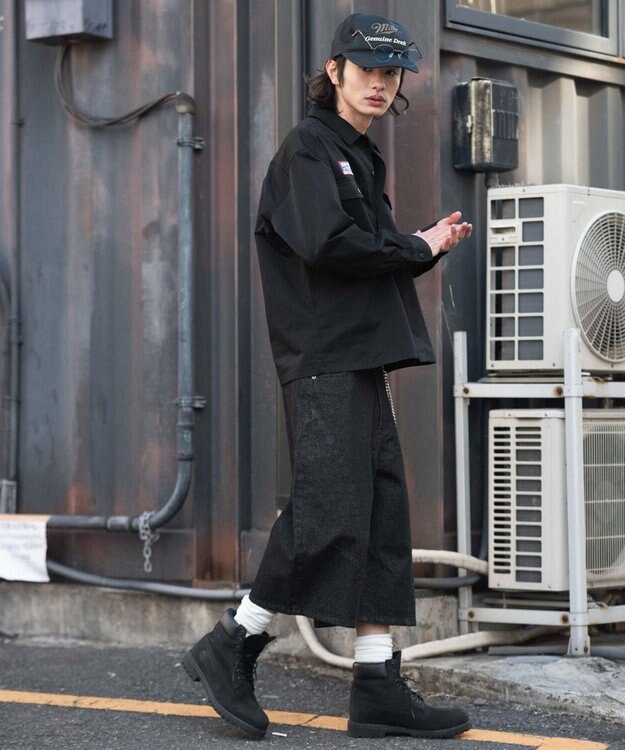 WEGO 【ユニセックス着用ITEM】ワッペンワークシャツ（LS） ブラック