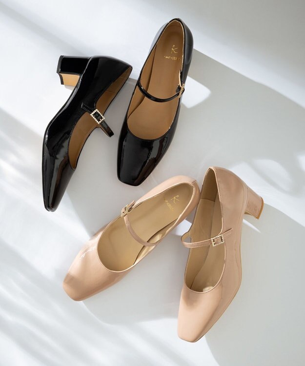 組曲 ビジューバックルメリージェーン パンプス ピンクベージュ系