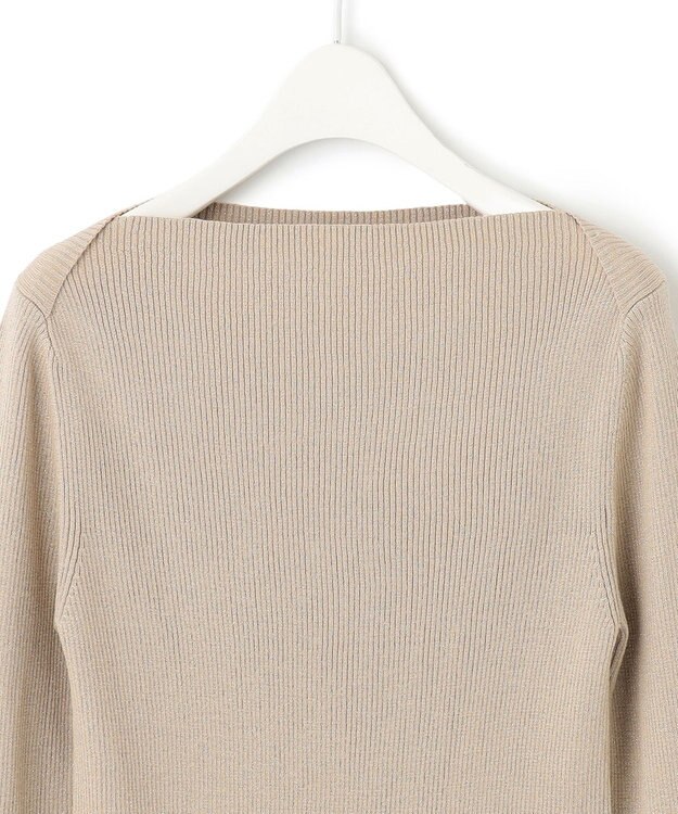 ICB 【洗える】エクストラファインメリノリブ ボートネックニット ベージュ系ラメ