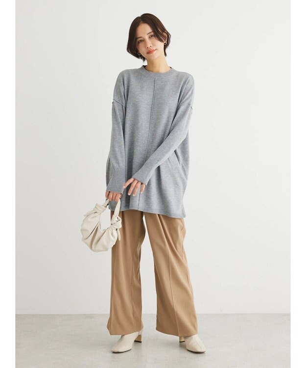 Green Parks もちやわ　ニットチュニック Gray Mixture