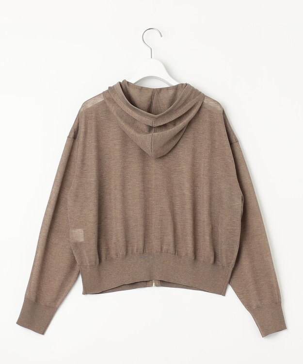 23区 S 【洗える】シャイニーシアー ニットパーカー ブラウン系