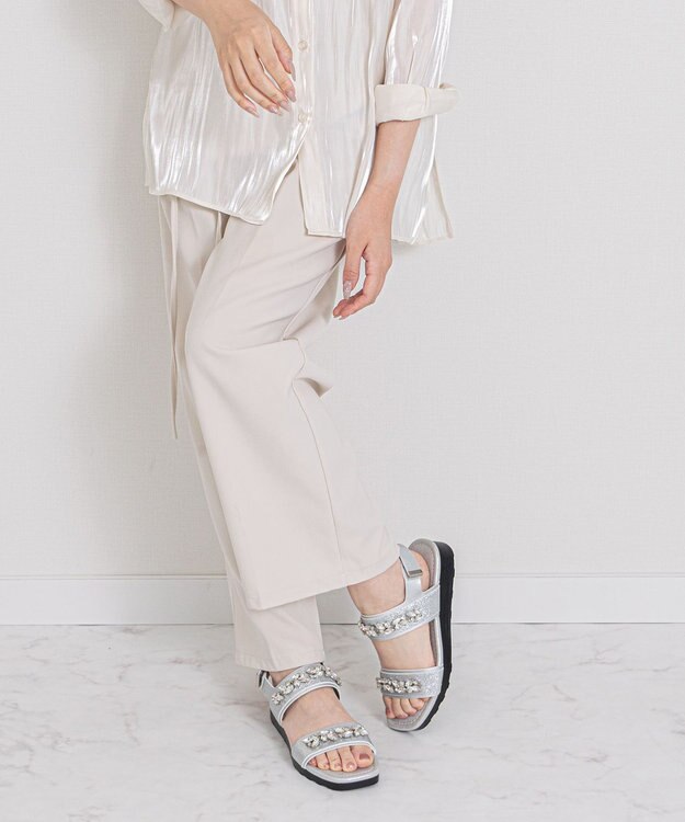 Bridget Birkin 【Bridget Birkin】ダブルベルトビジューサンダル シルバー