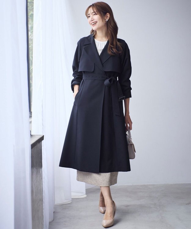 ANY SIS 【洗える】Nobleライトトレンチ コート ネイビー