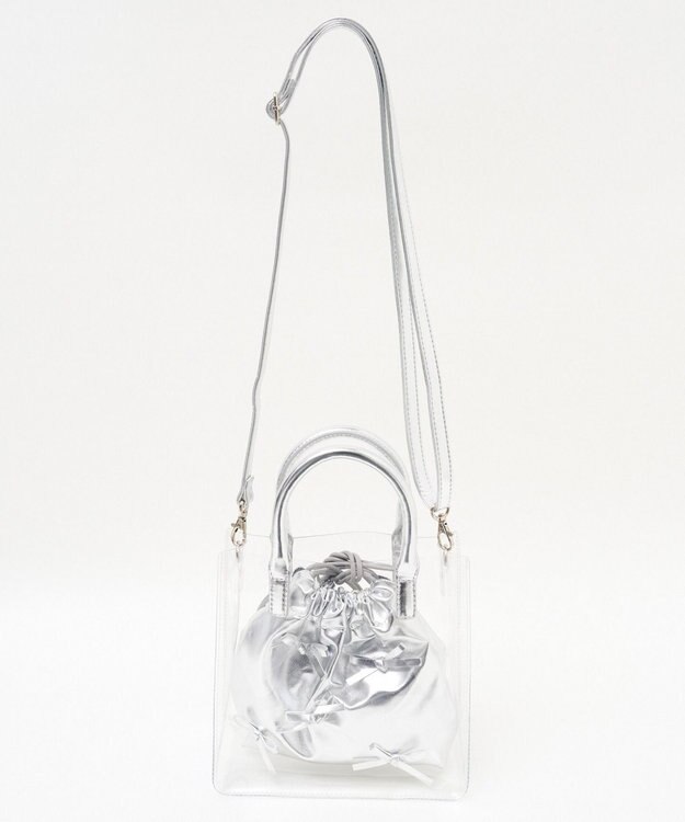 WEGO 巾着付きクリアショルダー シルバー