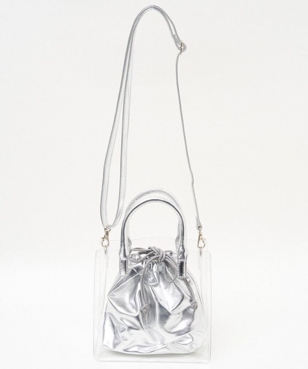 WEGO 巾着付きクリアショルダー シルバー