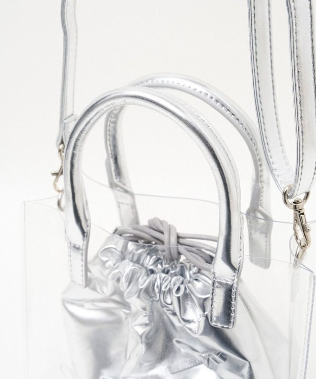 WEGO 巾着付きクリアショルダー シルバー