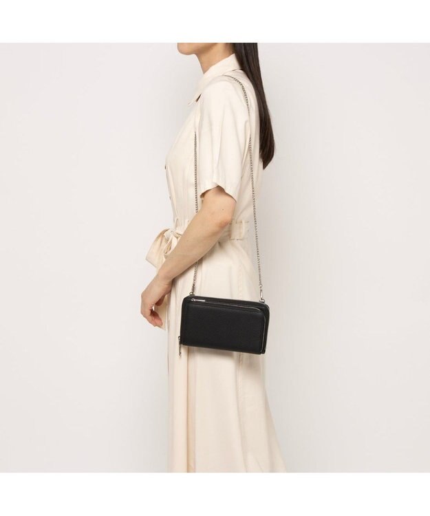 UNBILLION VERYコラボ ペルケ perche / 牛革ウォレットチェーンショルダーバッグ ブラック