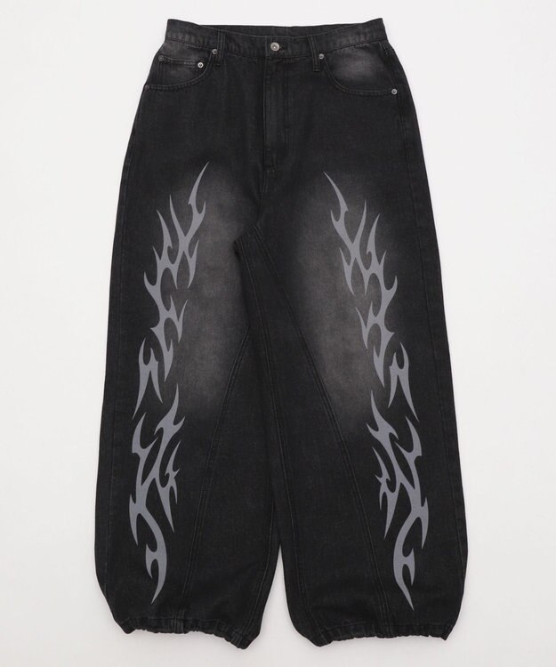 WEGO トライバルデニムパンツ デニムブラックソノタ