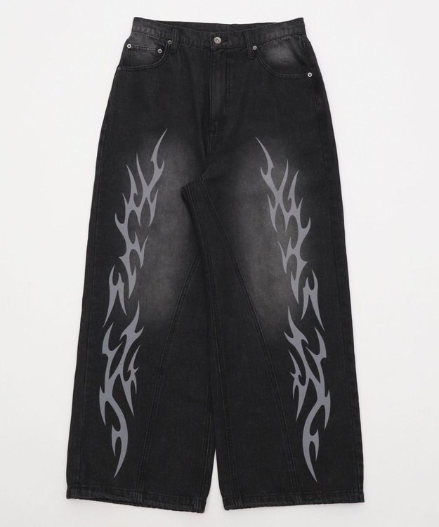 WEGO トライバルデニムパンツ デニムブラックソノタ