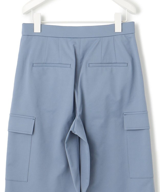 ICB 【UVカット・吸水速乾・洗える】シェルタリングドライサテン  ワイドストレートカーゴパンツ ブルー系