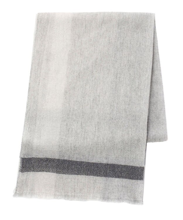 MOONBAT FURLA カシミヤ100%大判薄手メランジュチェックストール/幅70cm ライトグレー