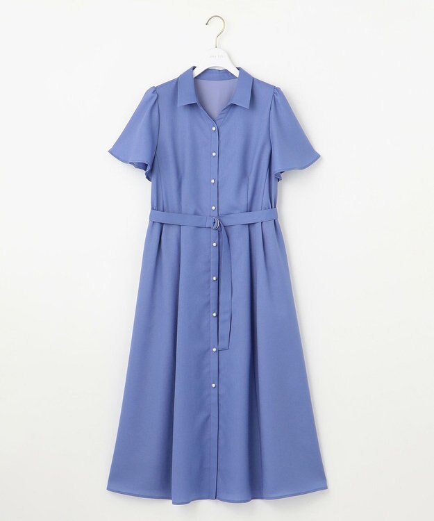 ANY SIS 【接触冷感・UVカット・速乾】スムージーポリエステル シャツワンピース ブルー