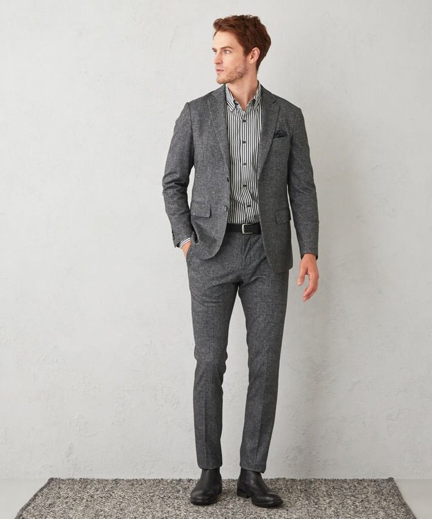 JOSEPH ABBOUD 【キングサイズ・ストレッチ】フランネルジャージ ジャケット ブラック系