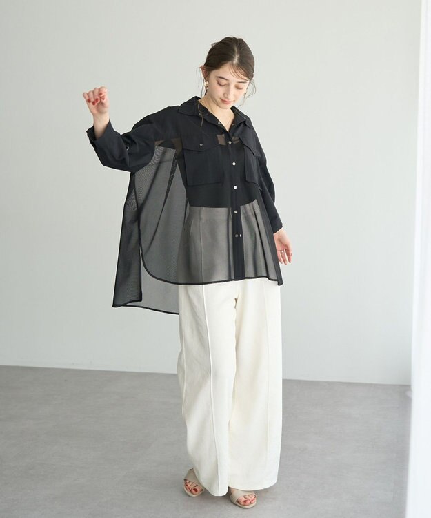 YECCA VECCA メッシュMIXデザインシャツ② Khaki