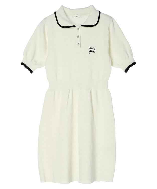 earth music&ecology ワンポイントポロワンピース White