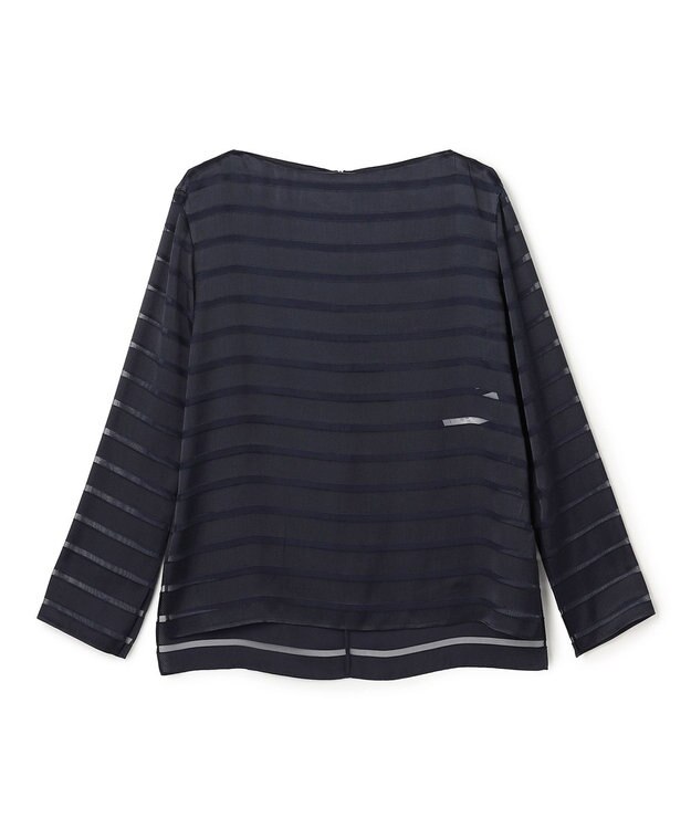 BEIGE， HAUYNITE / ボーダーシアー ボートネックブラウス Navy