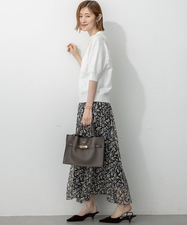 23区 L 【洗える】Ratti アブストラクトプリント スカート ブラックプリント