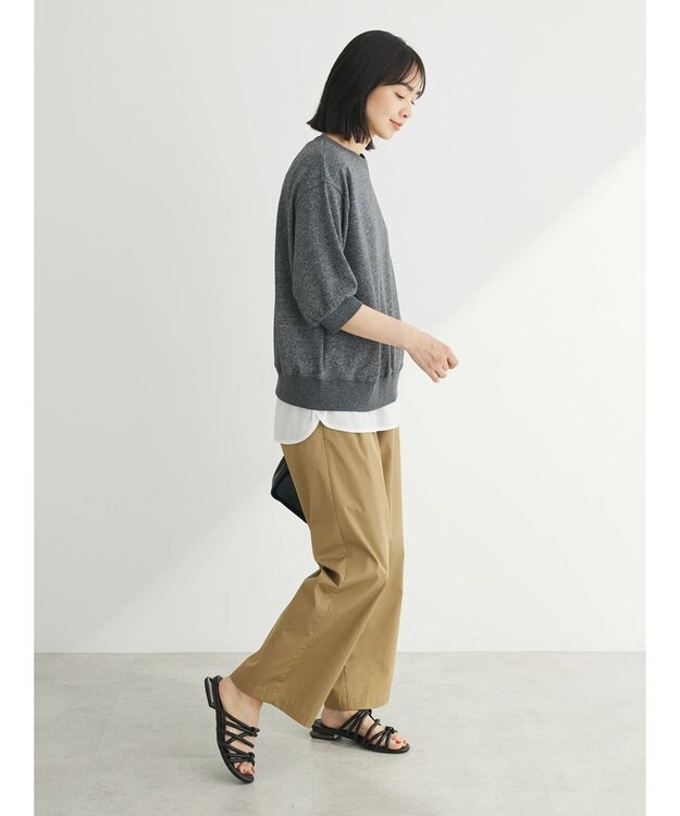 Green Parks ７分袖ラメ裏毛パフプルオーバー Gray