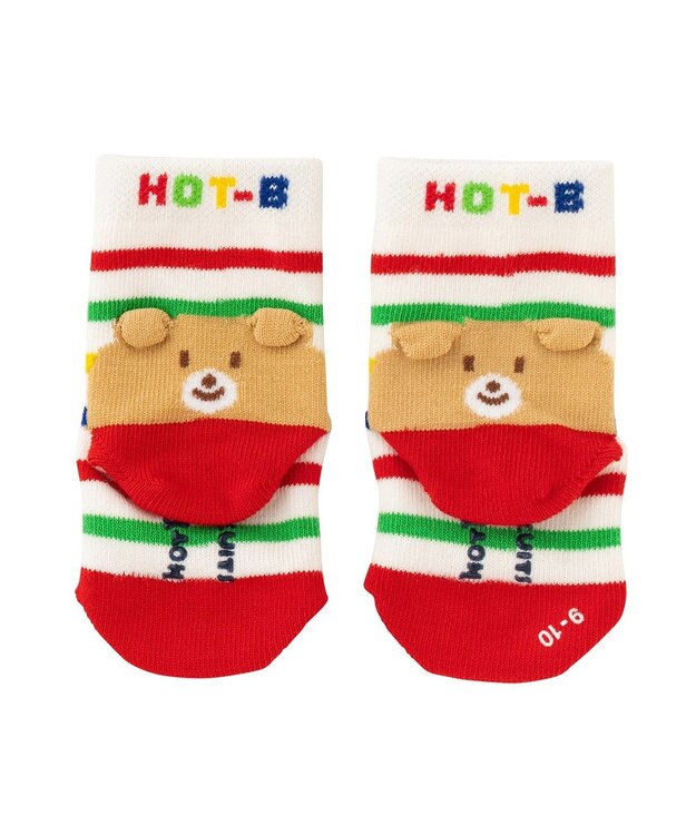MIKI HOUSE HOT BISCUITS 【9-17cm】 かかと顔　ボーダーソックス マルチカラー