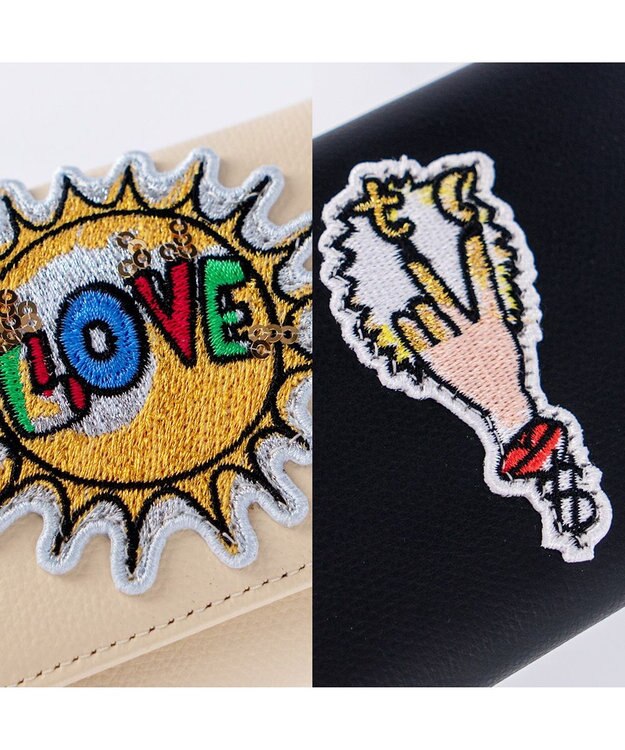 tsumori chisato CARRY ラブワッペン 3つ折り財布 ブラック