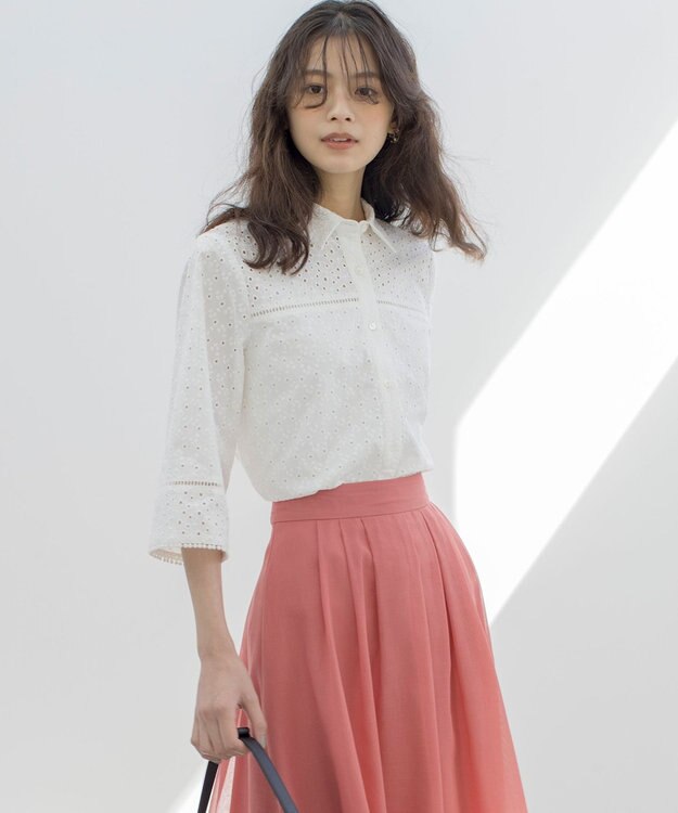 組曲 S エンブロイダリーレース襟付 ブラウス アイボリー系