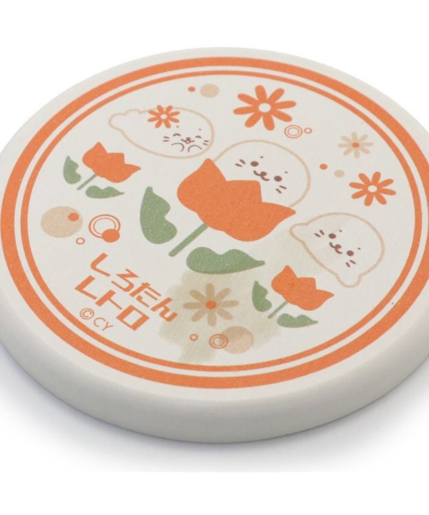 Mother garden しろたん 珪藻土 コースター レトロ 単品 《 チューリップ柄 / アネモネ柄 》 チューリップ
