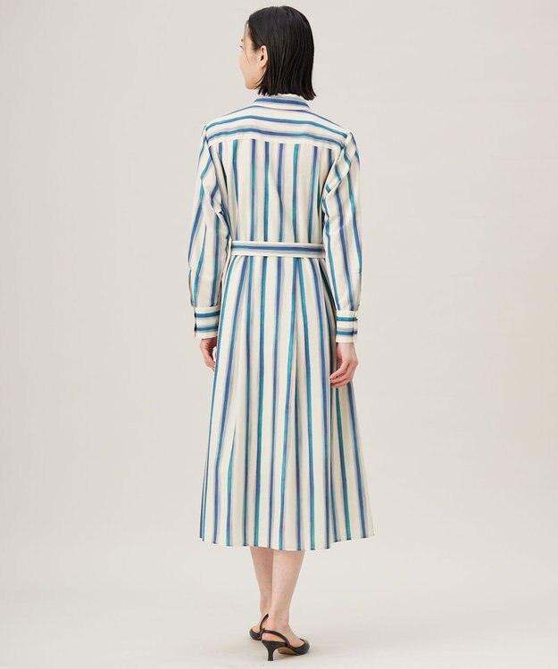 自由区 S 【カタログ掲載・洗える】ストライププリント ワンピース ブルー系ストライプ