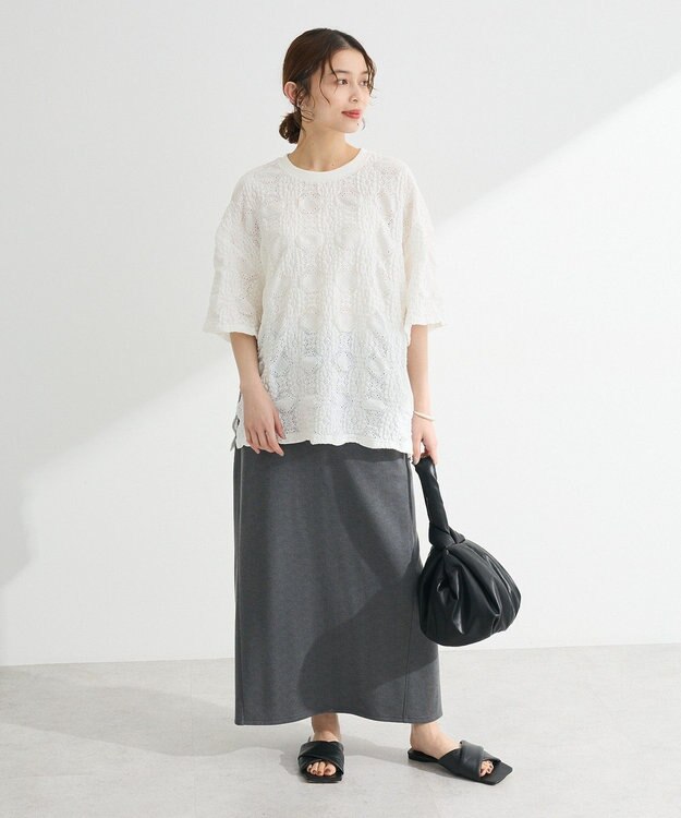 Green Parks ・ＳＵＧＡＲ　ＳＰＯＯＮ　シャーリングカットレースＴＥＥ Off White