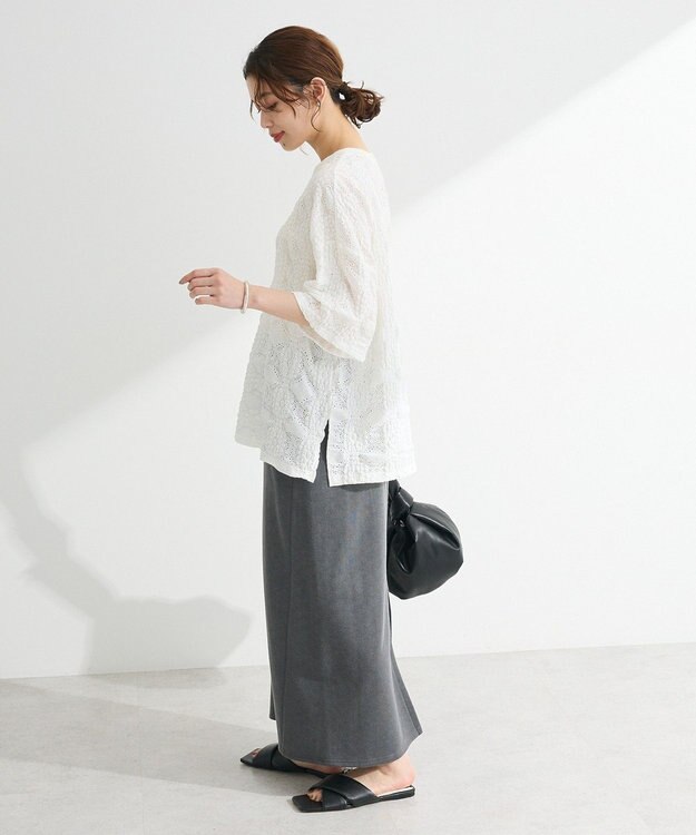 Green Parks ・ＳＵＧＡＲ　ＳＰＯＯＮ　シャーリングカットレースＴＥＥ Off White