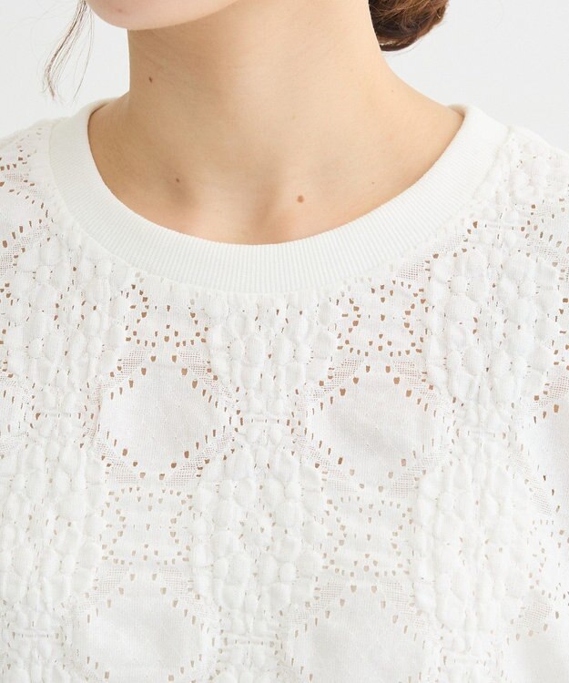 Green Parks ・ＳＵＧＡＲ　ＳＰＯＯＮ　シャーリングカットレースＴＥＥ Off White