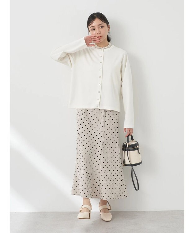 earth music&ecology パールスナップボタンカーディガン Ivory