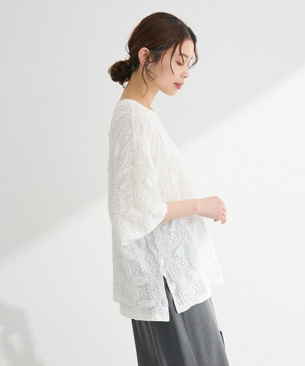 Green Parks ・ＳＵＧＡＲ　ＳＰＯＯＮ　シャーリングカットレースＴＥＥ Off White