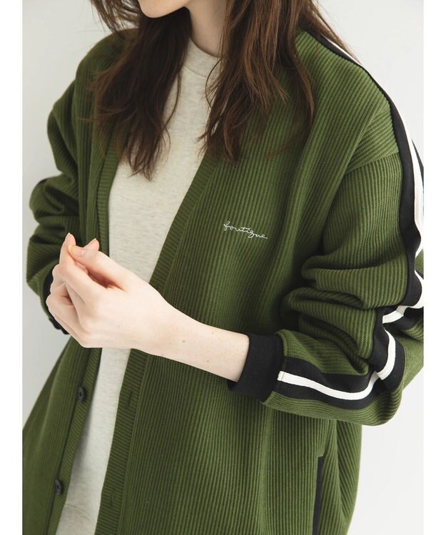 CRAFT STANDARD BOUTIQUE 【リサイクル】ラインカーディガン Khaki