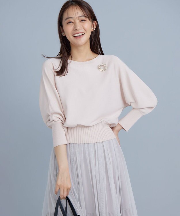 組曲 L 【5色展開・UVケア】スタイルアップ ドルマンスリーブ ニット ピンクベージュ系