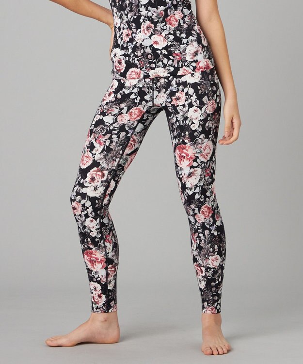 Chacott Chacott BALANCE ホリデーローズレギンス ブラックプリント