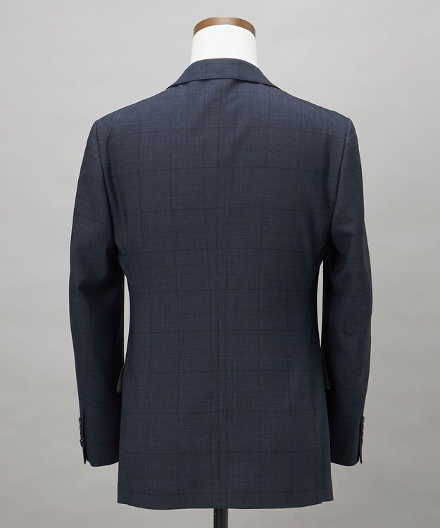 GOTAIRIKU シワになりにくい【御幸毛織/みゆきけおり】DRYSPINNER 平織スーツ_ネイビー格子 ネイビー系×格子