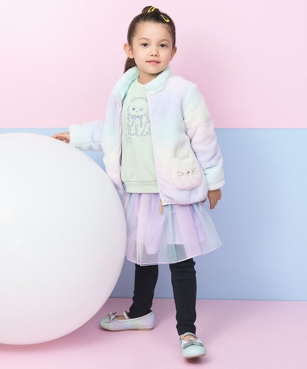 ANY KIDS 【ドッキング可能】ネコボアブルゾン ラベンダー×レインボー