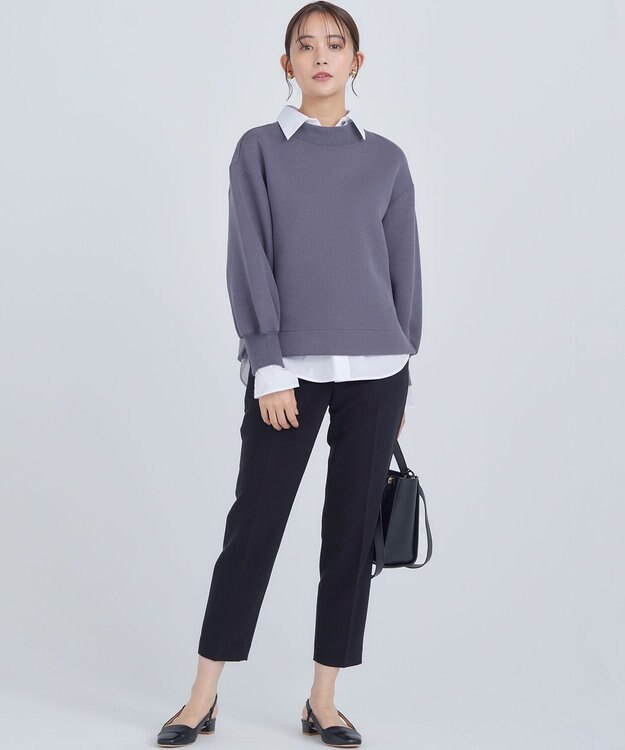 組曲 L 【WEB限定】ベーシックダブルクロス テーパードパンツ ブラック系