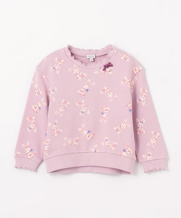 ANY KIDS アニマル 総柄 トレーナー ラベンダー×ウサギ