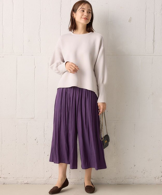 組曲 【秋色追加！大人気定番アイテム】ギャザーライトデシン パンツ パープル系