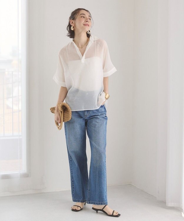 WEGO 【ANGIE VINTAGE】スキッパーシアーシャツ ホワイト