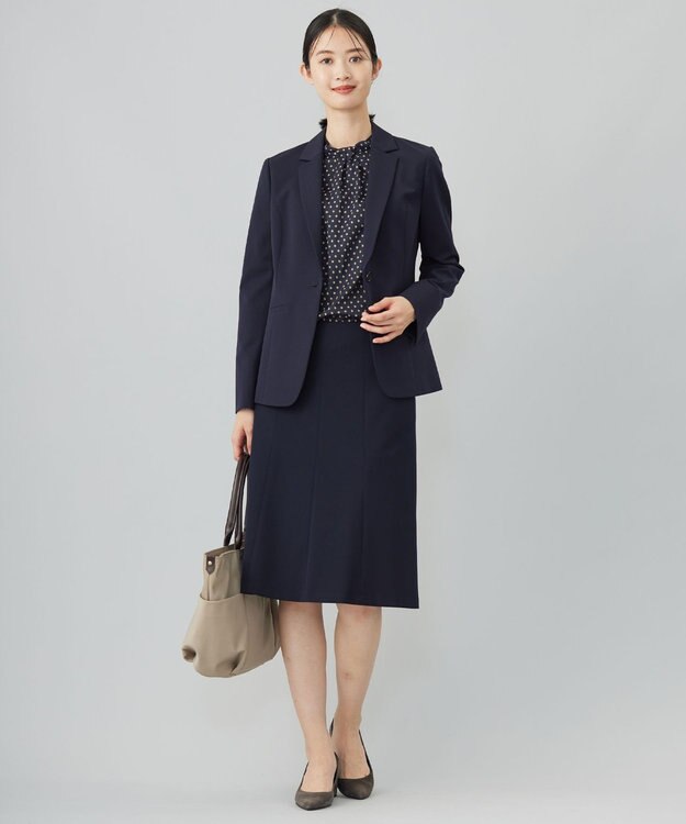 J.PRESS LADIES S T/Rアルガンシルク フレア スカート ネイビー系