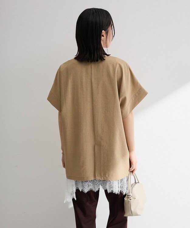 Green Parks リネンライクＶカラージャケット Beige