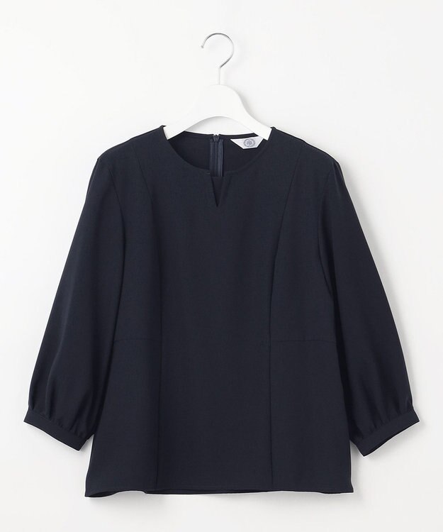 J.PRESS LADIES 【洗える】RELAXIONツイル クルーネック ブラウス ネイビー系
