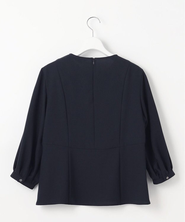 J.PRESS LADIES 【洗える】RELAXIONツイル クルーネック ブラウス ネイビー系