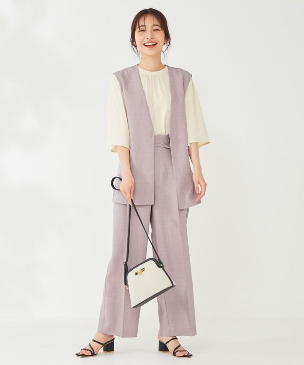 ANY SIS 【セットアップ対応】リネンライク ジレ ラベンダー