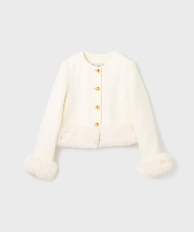 GRACE CONTINENTAL ツイードコンビジャケット ホワイト