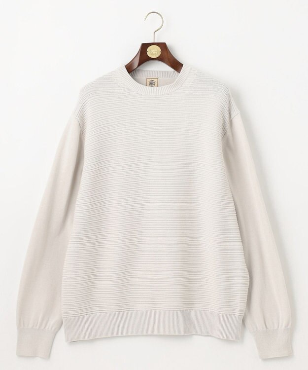 J.PRESS MEN 【KING SIZE】ドライコットン シャドーボーダーニット ライトグレー系