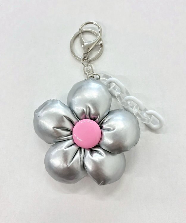 WEGO クッションフラワーキーホルダー シルバー