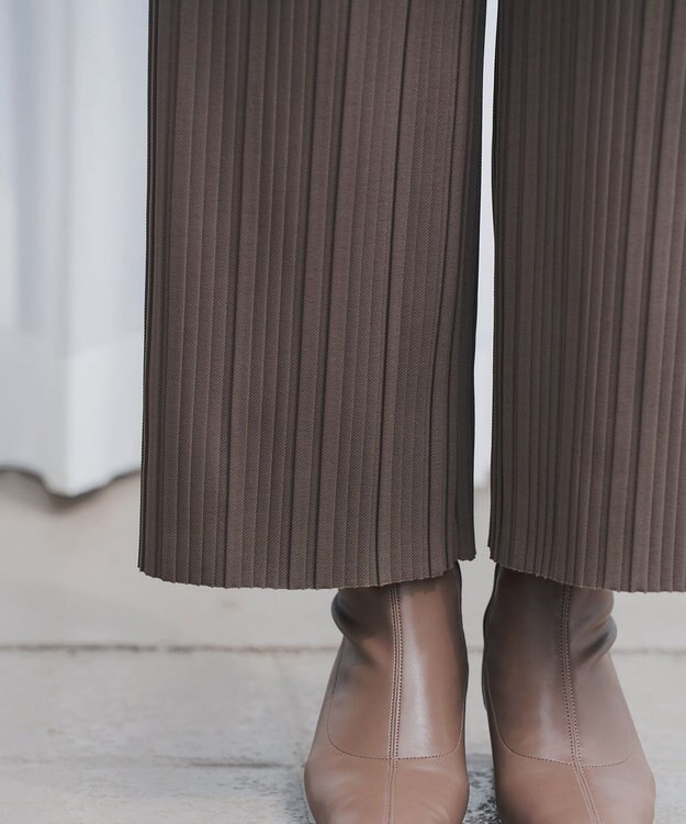 Tiaclasse 裏起毛ボックスプリーツパンツ ブラウン